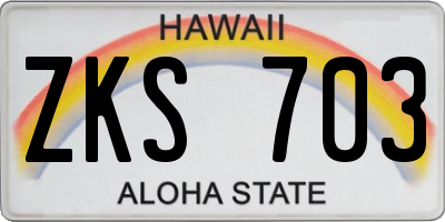 HI license plate ZKS703