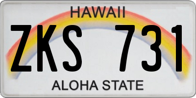 HI license plate ZKS731