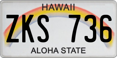 HI license plate ZKS736