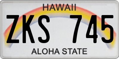 HI license plate ZKS745
