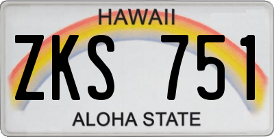 HI license plate ZKS751
