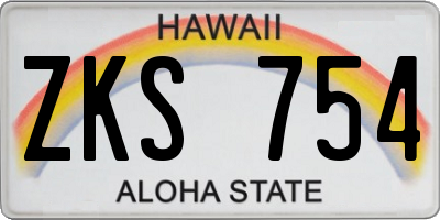 HI license plate ZKS754