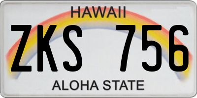 HI license plate ZKS756