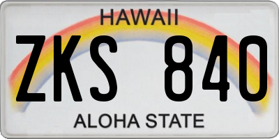 HI license plate ZKS840