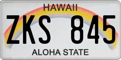 HI license plate ZKS845