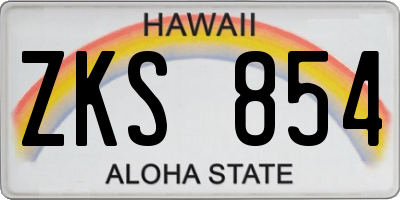 HI license plate ZKS854