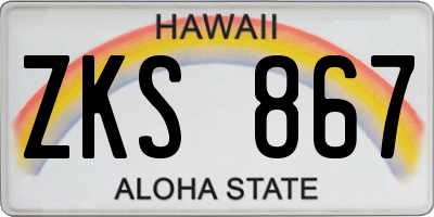 HI license plate ZKS867