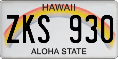 HI license plate ZKS930