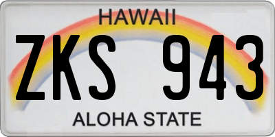 HI license plate ZKS943