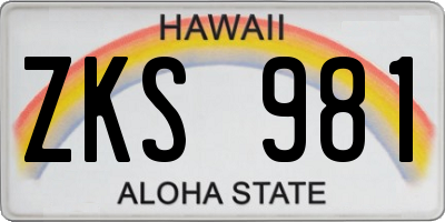HI license plate ZKS981