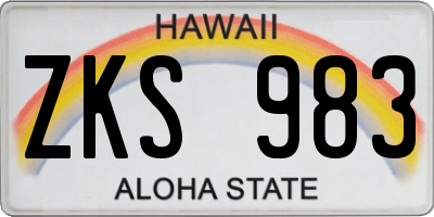 HI license plate ZKS983
