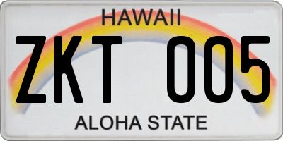 HI license plate ZKT005