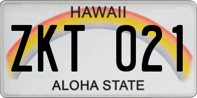 HI license plate ZKT021