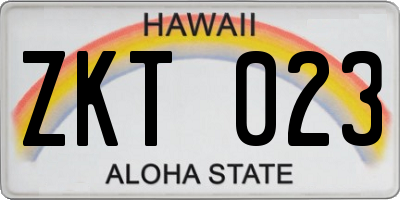 HI license plate ZKT023