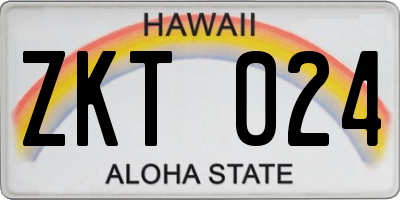 HI license plate ZKT024