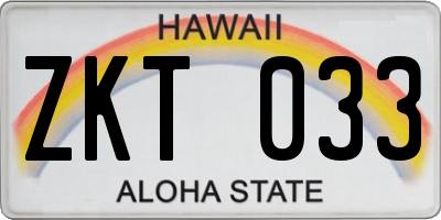 HI license plate ZKT033