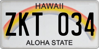 HI license plate ZKT034