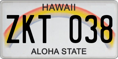 HI license plate ZKT038