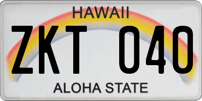 HI license plate ZKT040