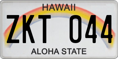HI license plate ZKT044