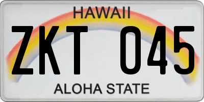 HI license plate ZKT045