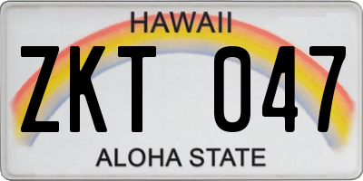 HI license plate ZKT047