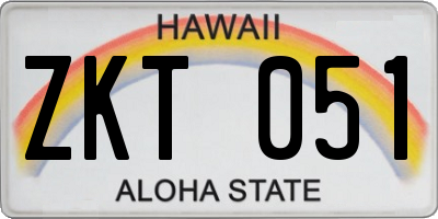 HI license plate ZKT051