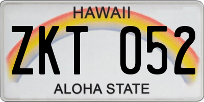 HI license plate ZKT052