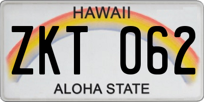 HI license plate ZKT062
