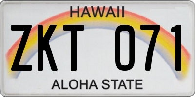 HI license plate ZKT071