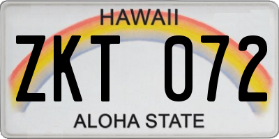 HI license plate ZKT072