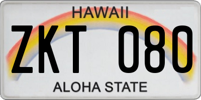 HI license plate ZKT080