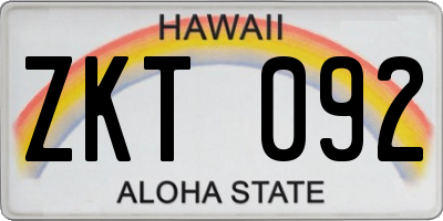 HI license plate ZKT092