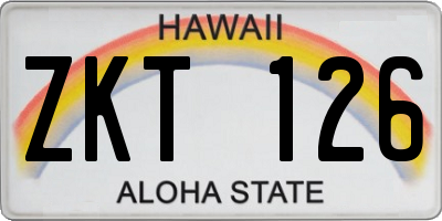 HI license plate ZKT126