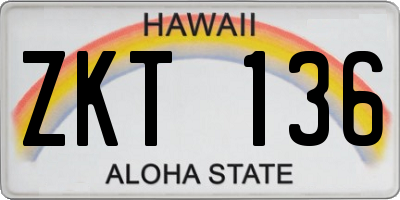 HI license plate ZKT136