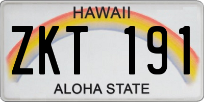 HI license plate ZKT191