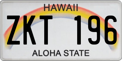 HI license plate ZKT196