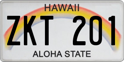 HI license plate ZKT201