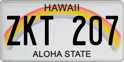 HI license plate ZKT207