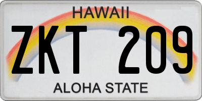 HI license plate ZKT209