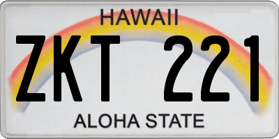 HI license plate ZKT221
