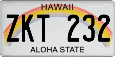 HI license plate ZKT232