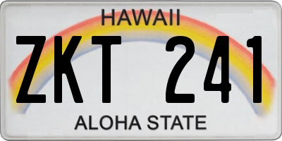 HI license plate ZKT241