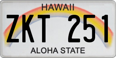 HI license plate ZKT251