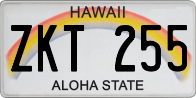 HI license plate ZKT255