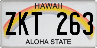 HI license plate ZKT263
