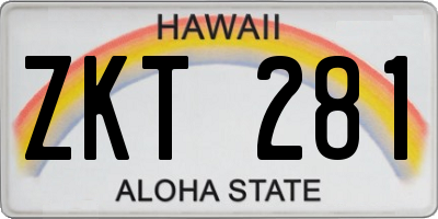 HI license plate ZKT281