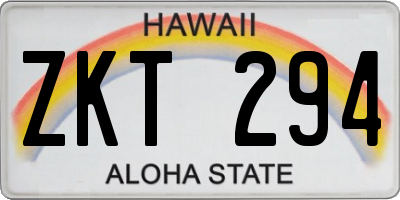 HI license plate ZKT294