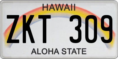 HI license plate ZKT309