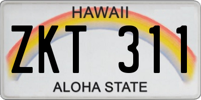 HI license plate ZKT311